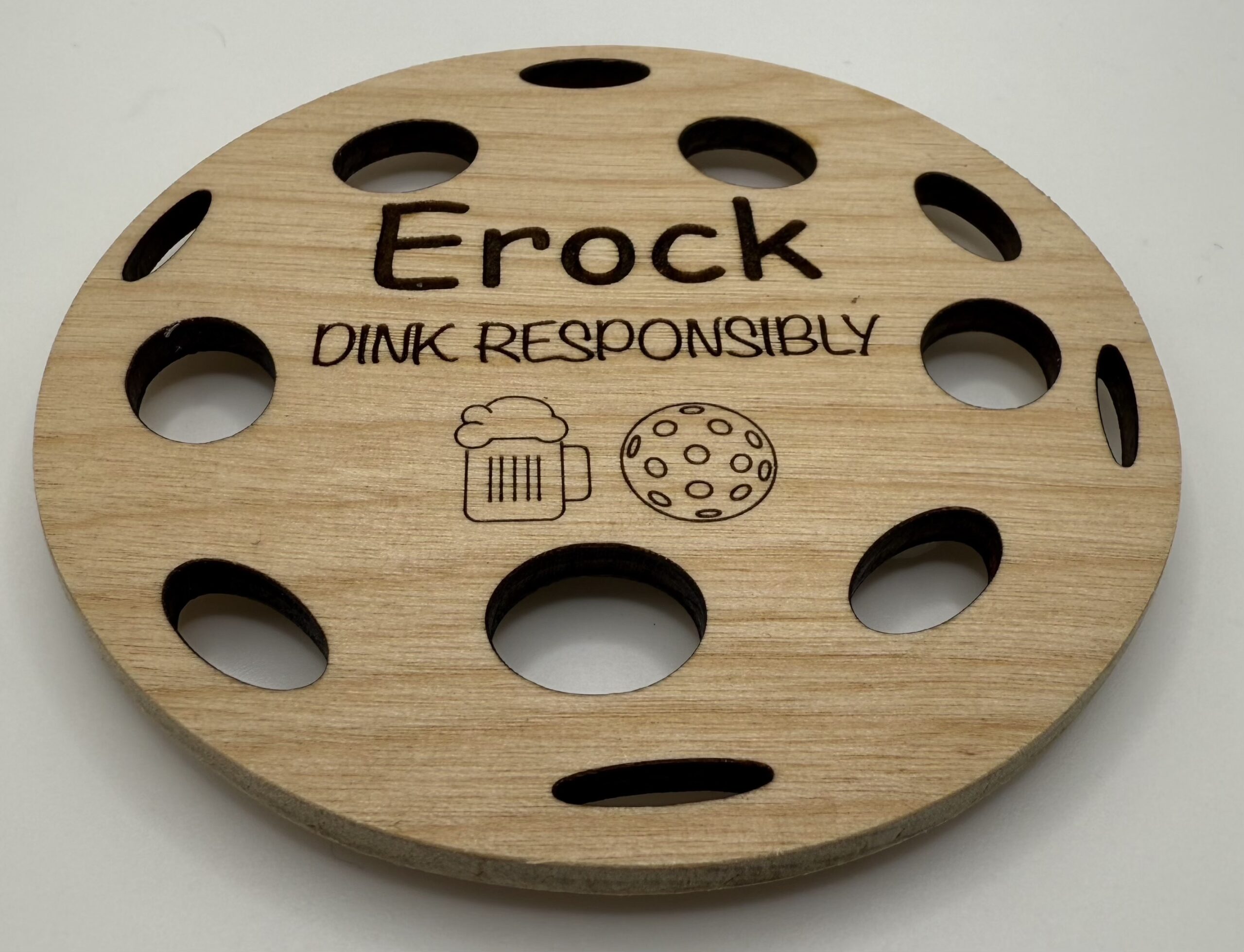 Pickleball - Wood Coasters – Custom - Set of 4 - Round - Image 3
