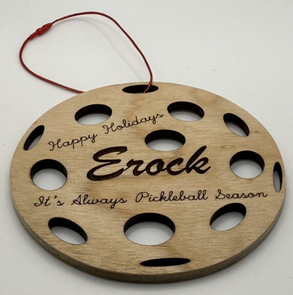 Pickleball  - Wood Ornaments - Custom - Set of 2 - Round - Image 4