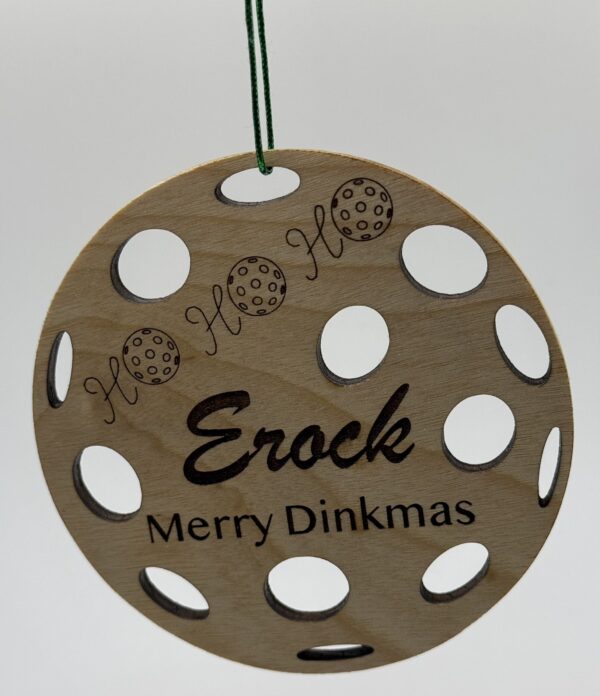 Pickleball  - Wood Ornaments - Custom - Set of 2 - Round - Image 3