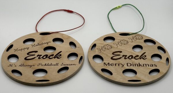 Pickleball  - Wood Ornaments - Custom - Set of 2 - Round