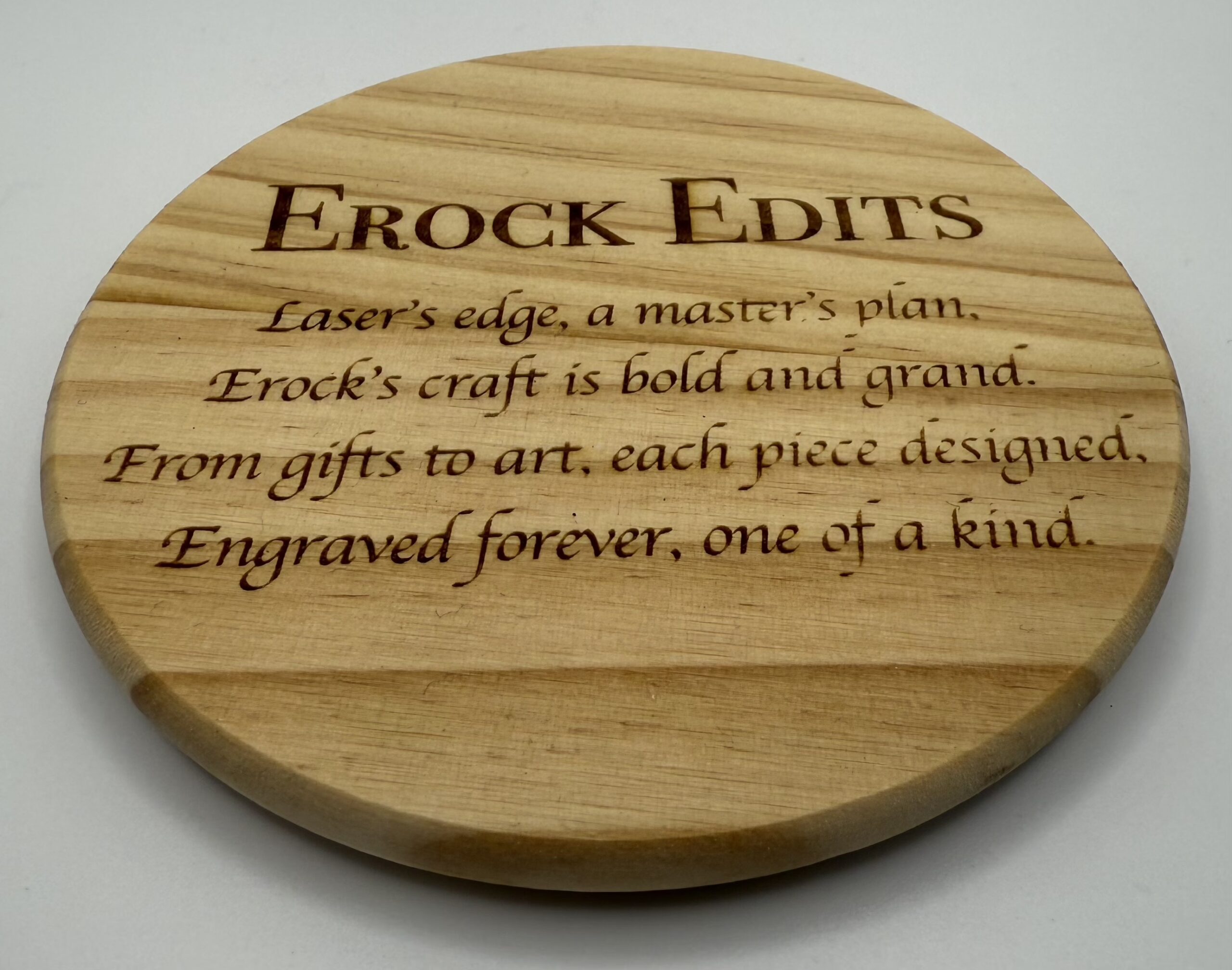 Wood Coasters – Custom - Set of 4 - Round - Text Only