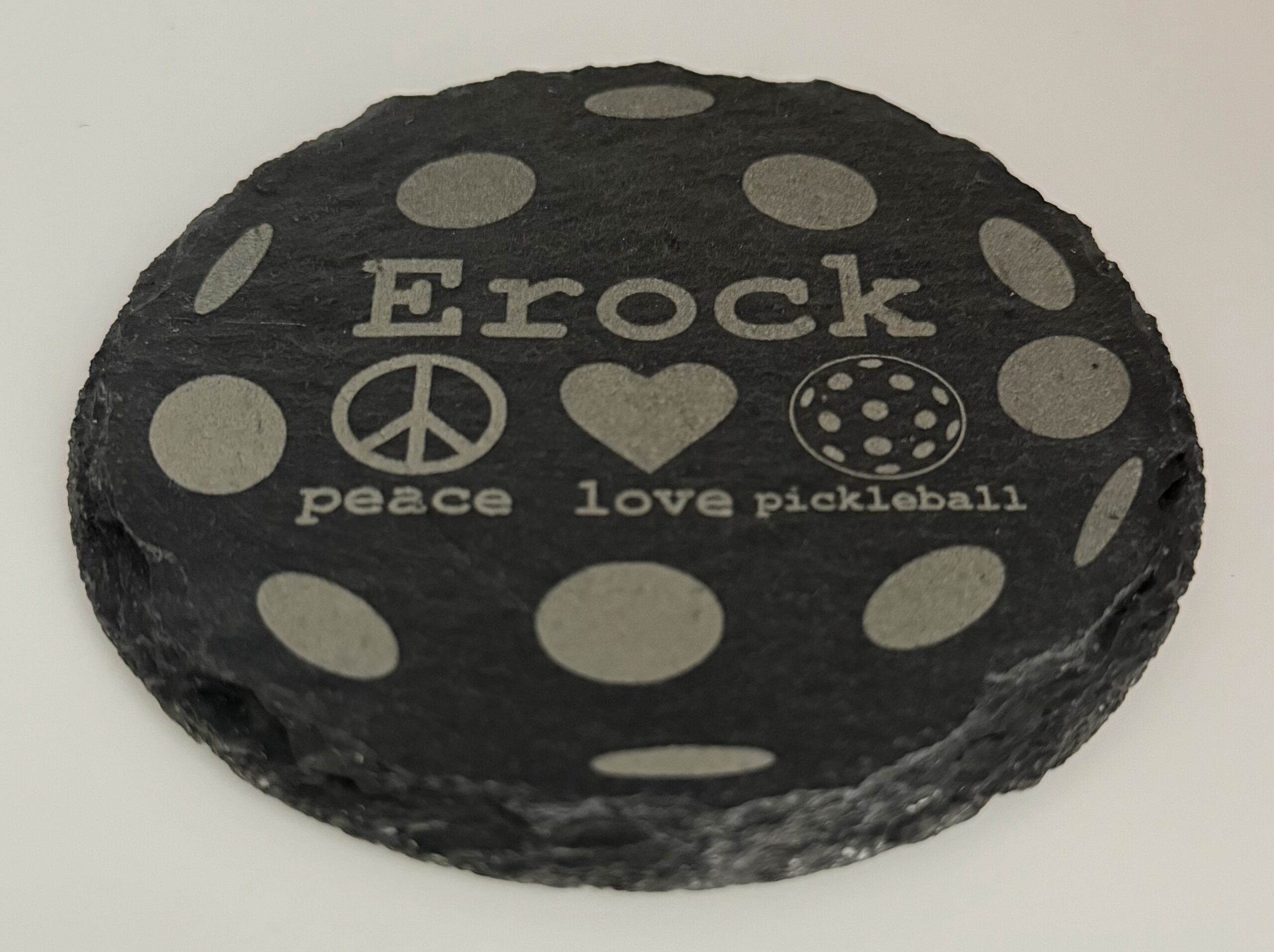 Pickleball - Slate Coasters – Custom - Set of 4 - Round - Image 6