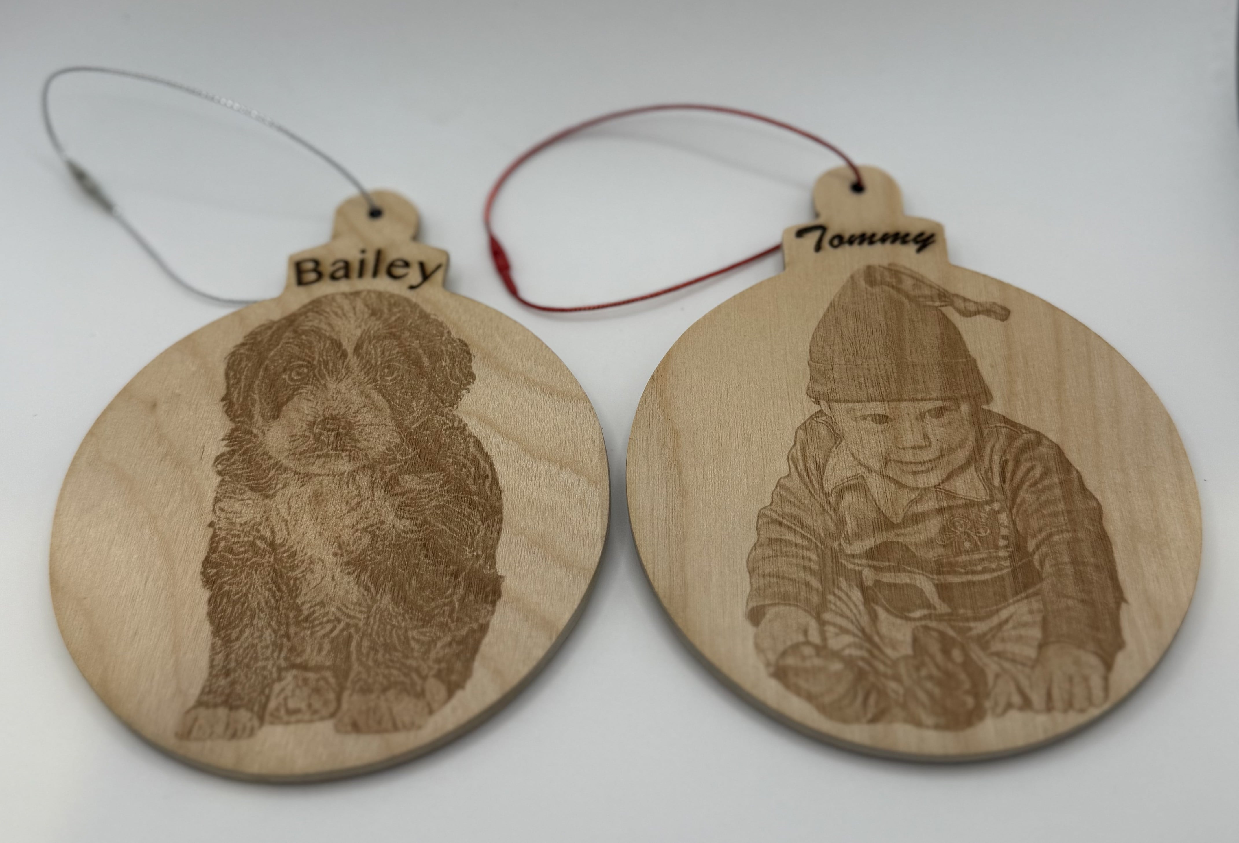 Wood - Ornaments - Custom - Set - of - 2 - Round - Add - One - Photo - On - Each - Ornament