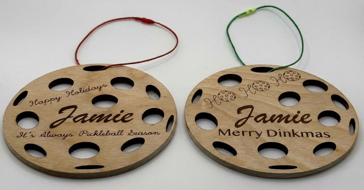 Pickleball - Wood Ornaments - Custom - Set of 2 - Round - Image 8