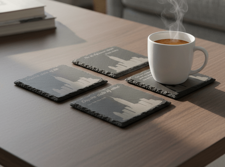 Slate Coasters – Custom - Set of 4 - Round - Add One Photo On Each Coaster - Image 3