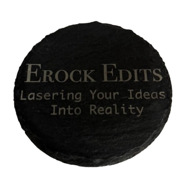 Slate Coasters – Custom Set of 4 – Round (Text Only)