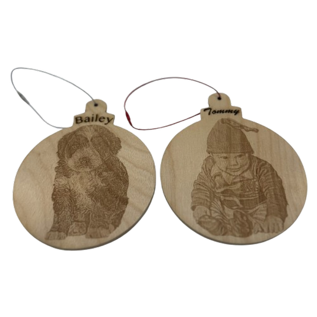 Wood Ornaments – Custom Set of 2 – Round