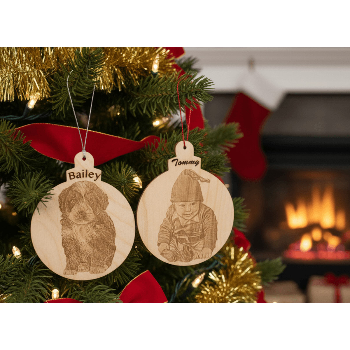 Wood Ornaments – Custom Set of 2 – Round - Image 3
